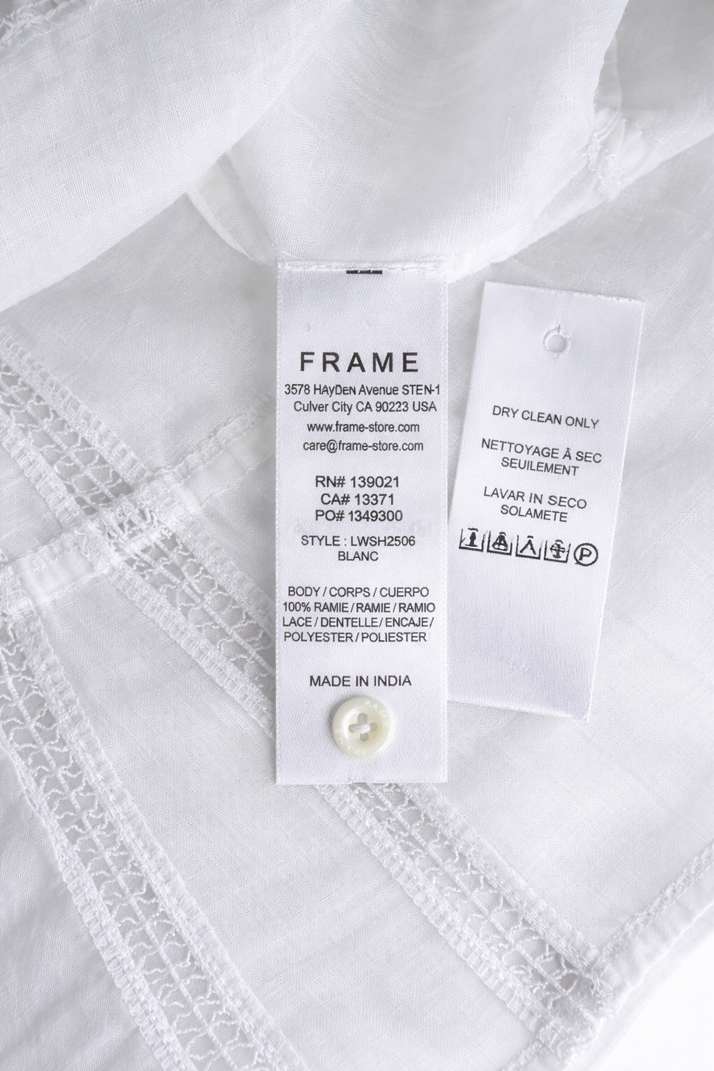 FRAME
INSET LACE EMPIRE BLOUSE - BLANC