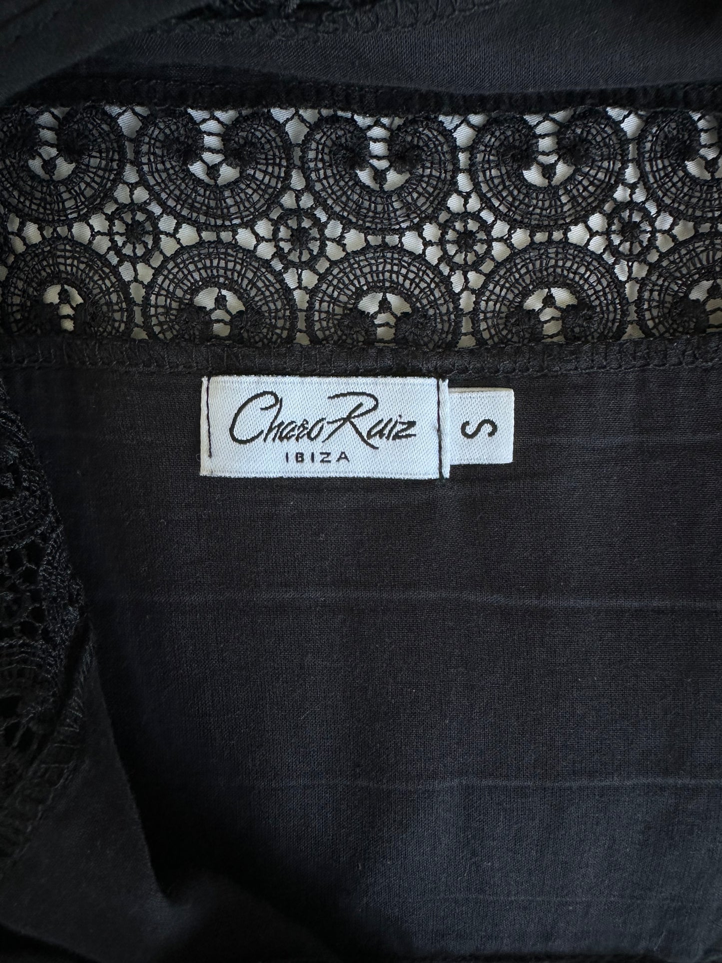 CHARO RUIZ IBIZA BLACK CROCHETED LACE Dress