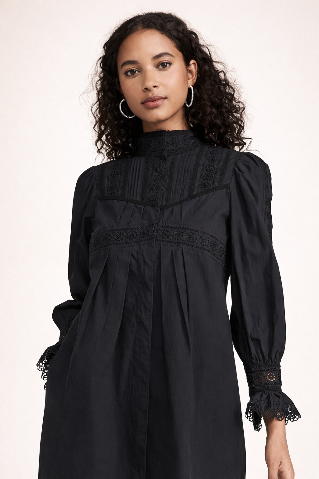 REBECCA TAYLOR
Appliqué lace cotton-poplin mini dress