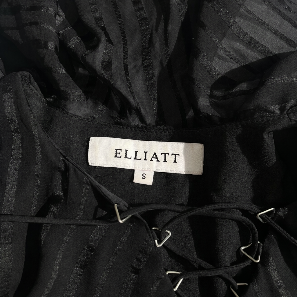 ELLIATT Black Sheer Ruffle Mini Dress