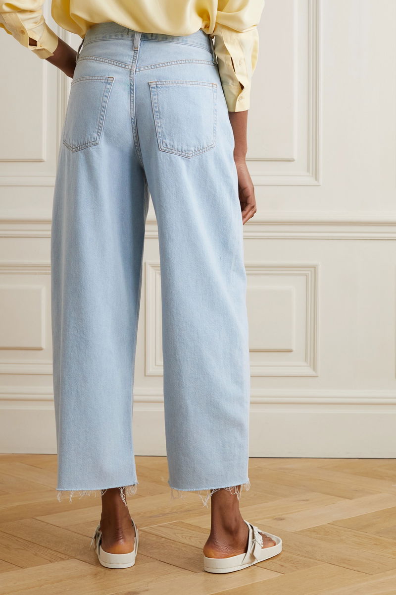 AGOLDE
Dagna cropped frayed high-rise wide-leg recycled jeans