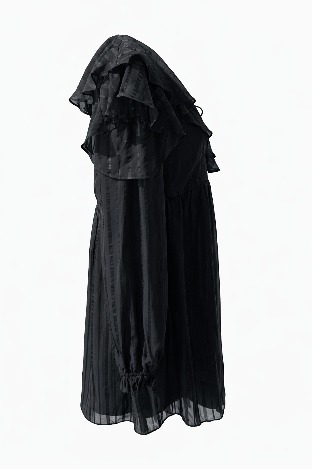 ELLIATT Black Sheer Ruffle Mini Dress