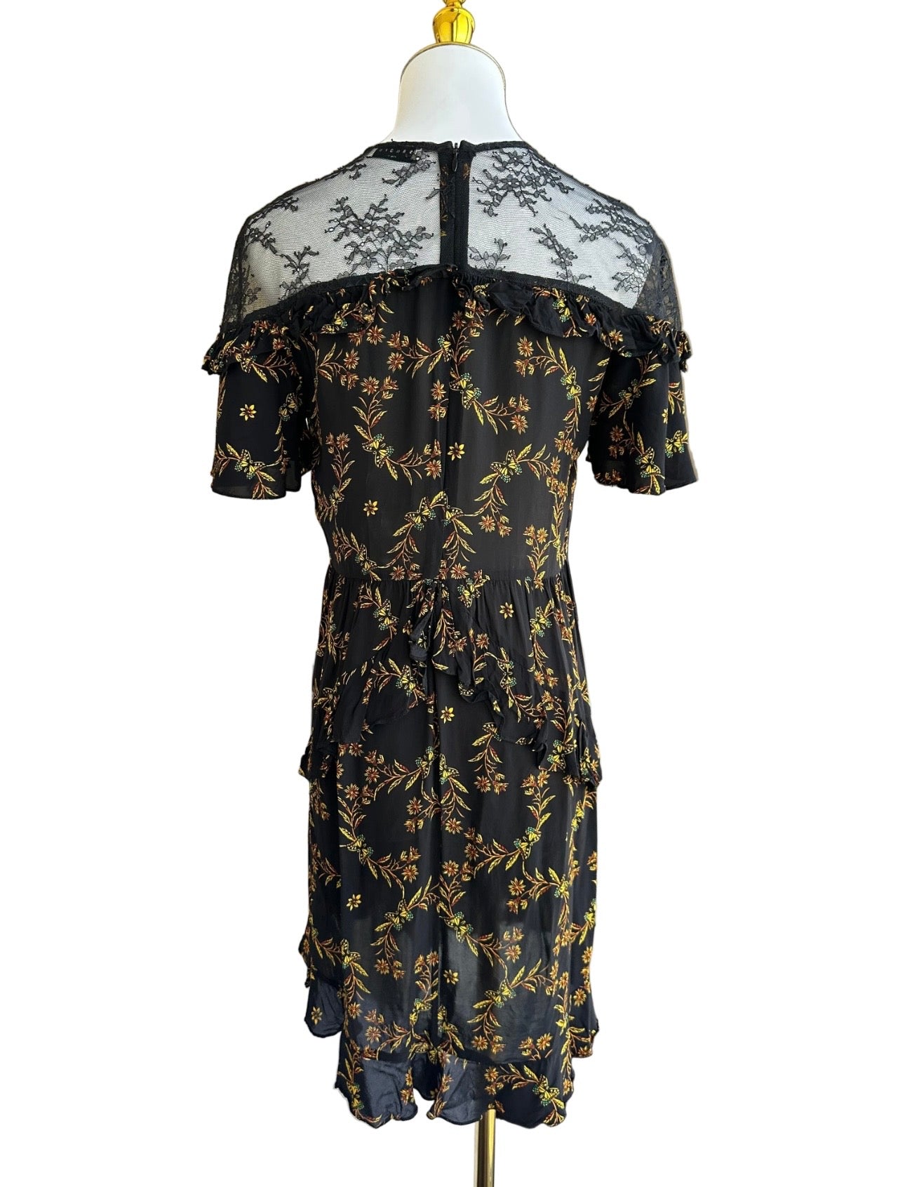 SANDRO
floral-print ruffled mini dress