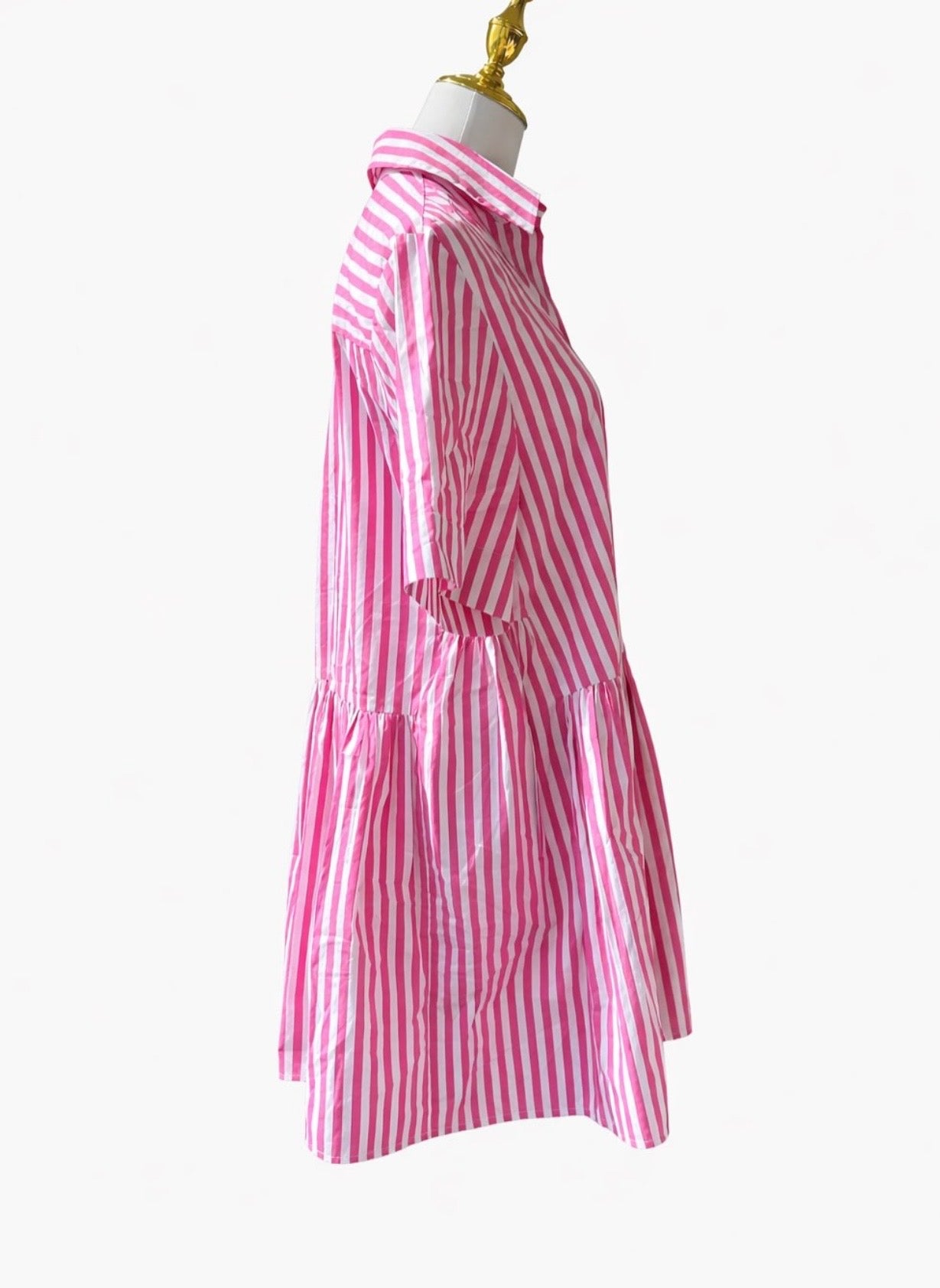 VICTORIA, VICTORIA BECKHAM
Gathered striped cotton-poplin mini shirt dress