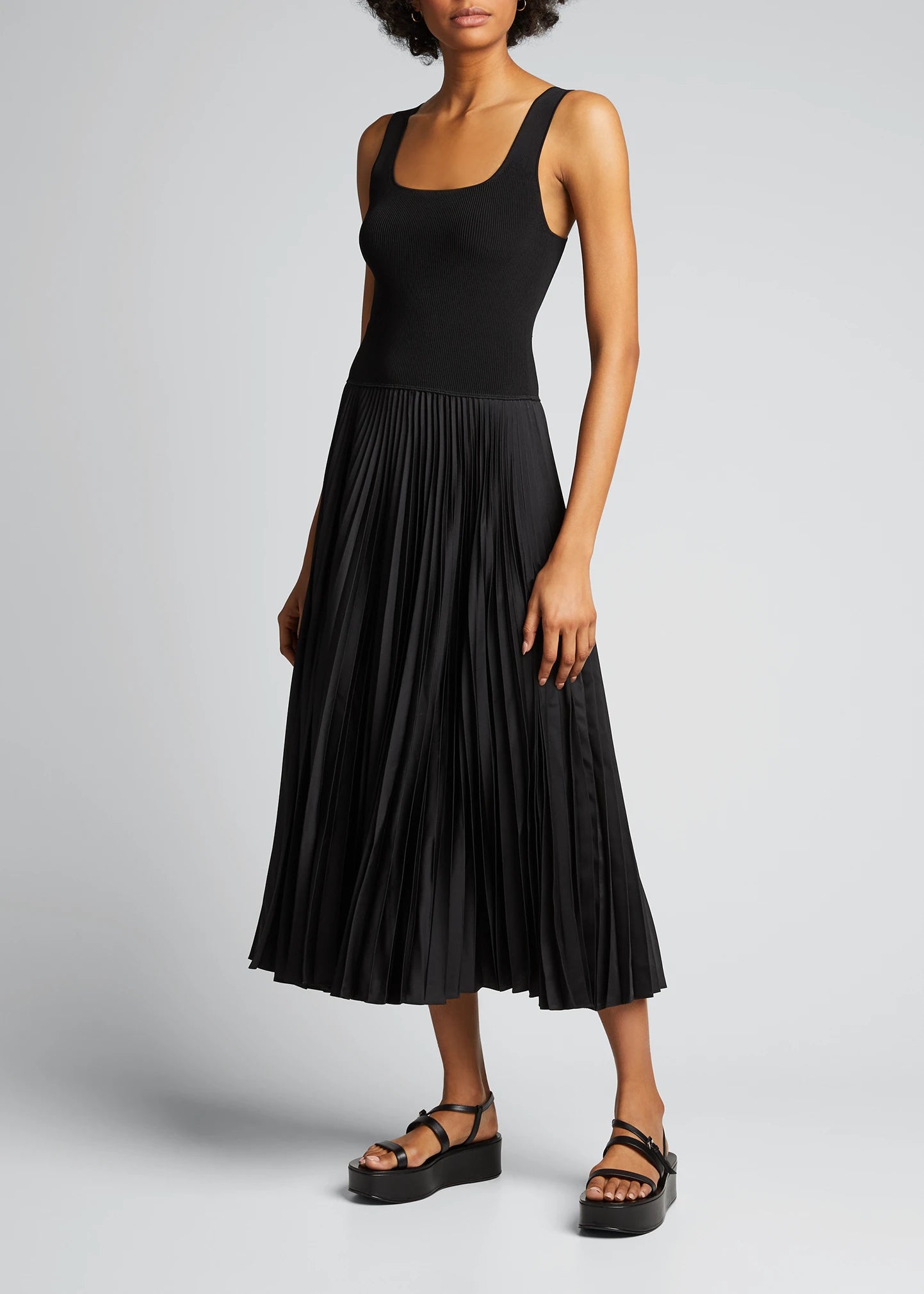 THEORY
Square-Neck Ribbed Midi Dress