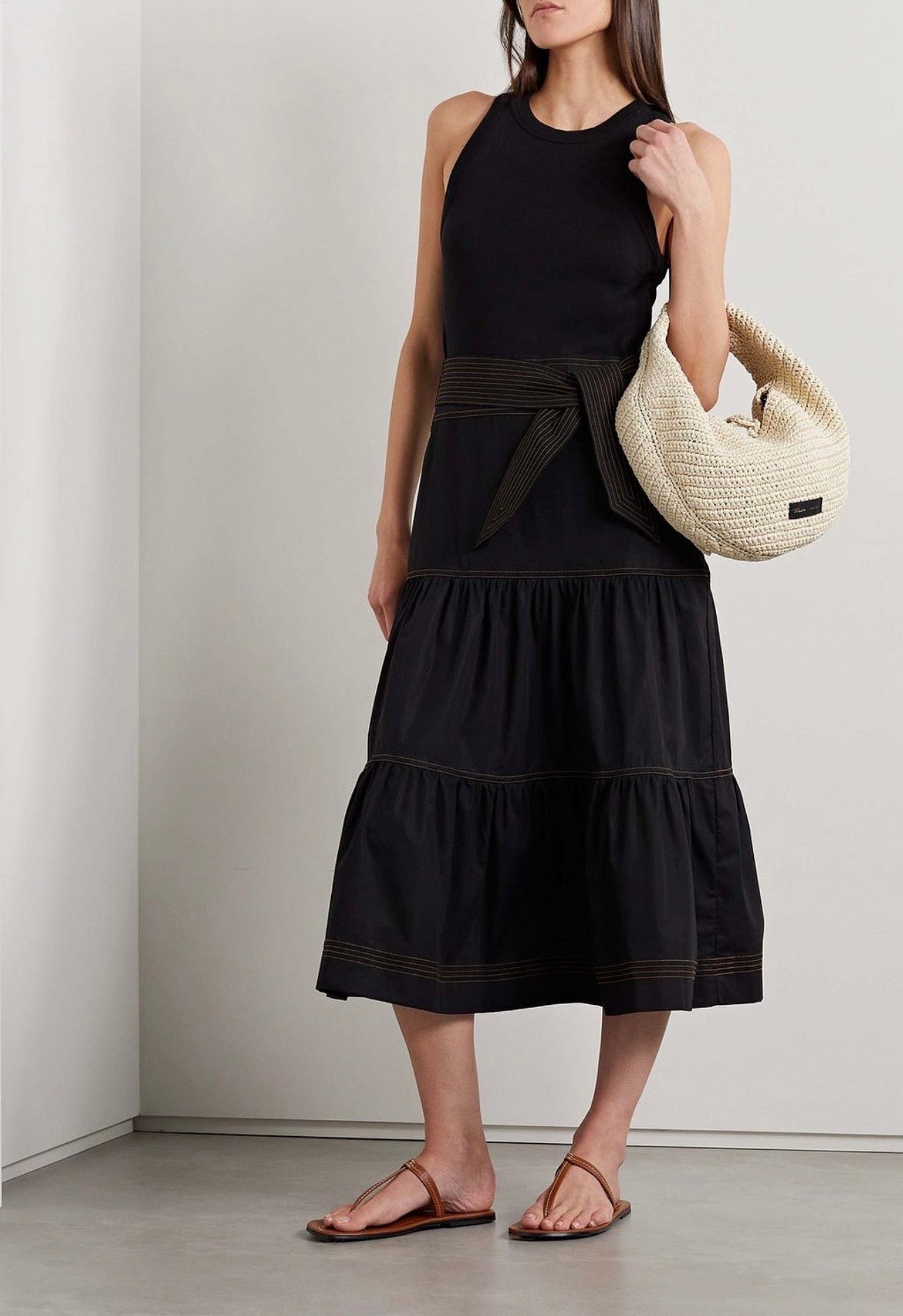 Veronica Beard
Austyn Tiered Midi Dress in Stretch-cotton