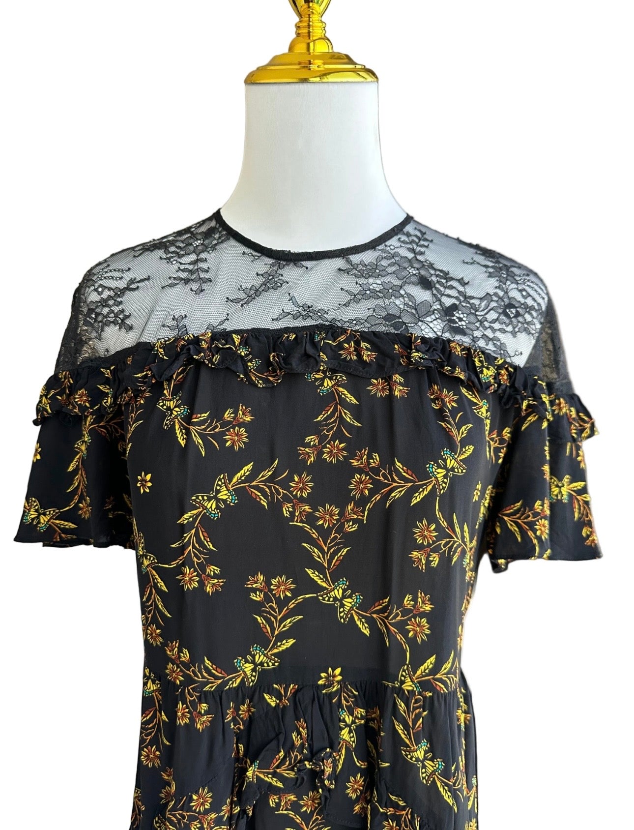 SANDRO
floral-print ruffled mini dress