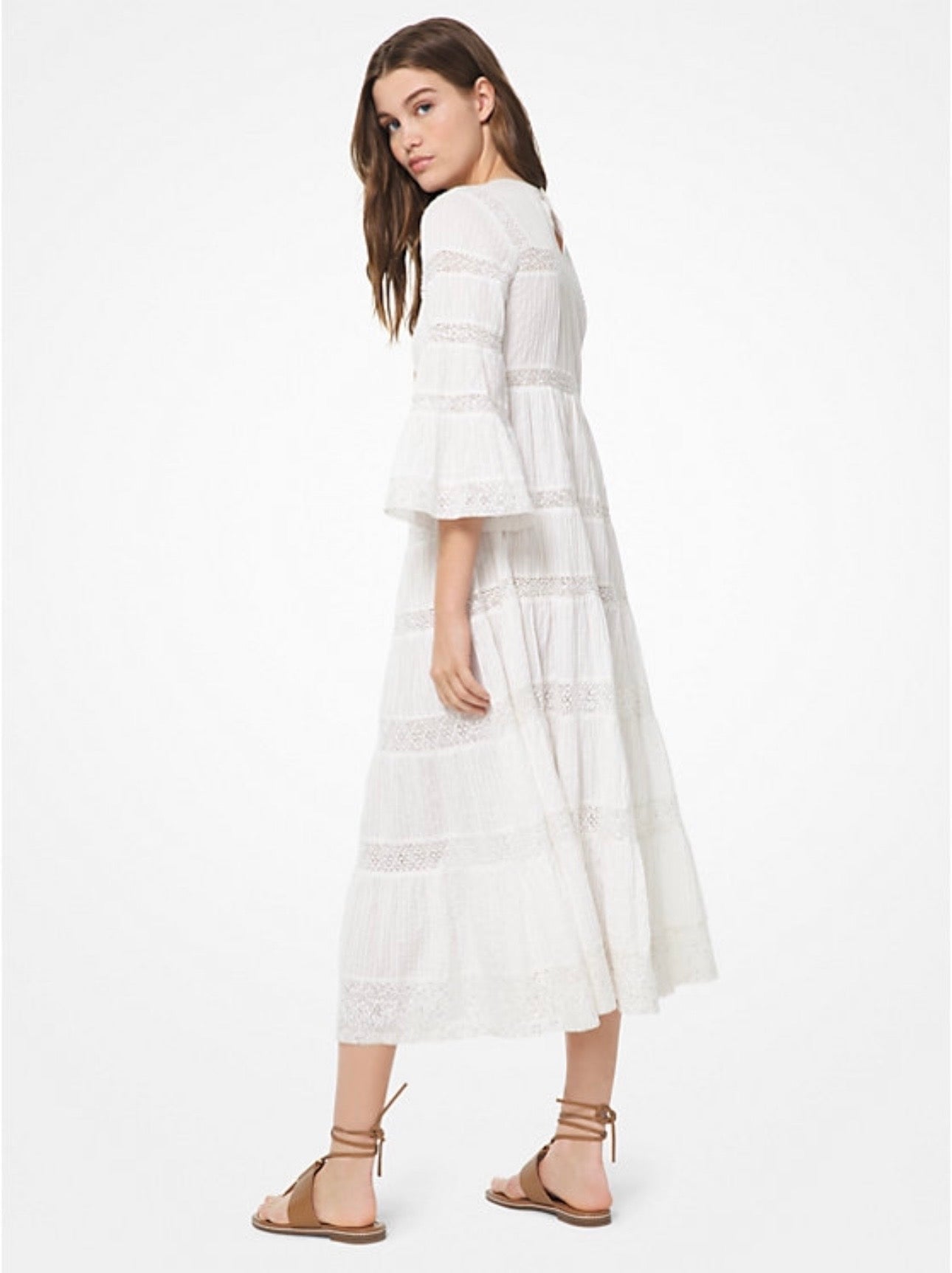 Michael Kors Corded Cotton & Sequined Lace Midi Dress