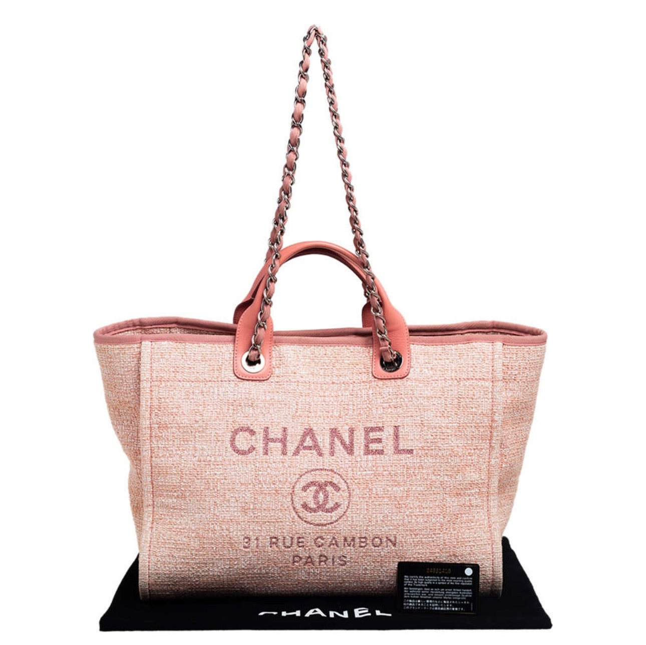 Chanel
Pink Canvas and Leather Large Deauville Shopper Tote