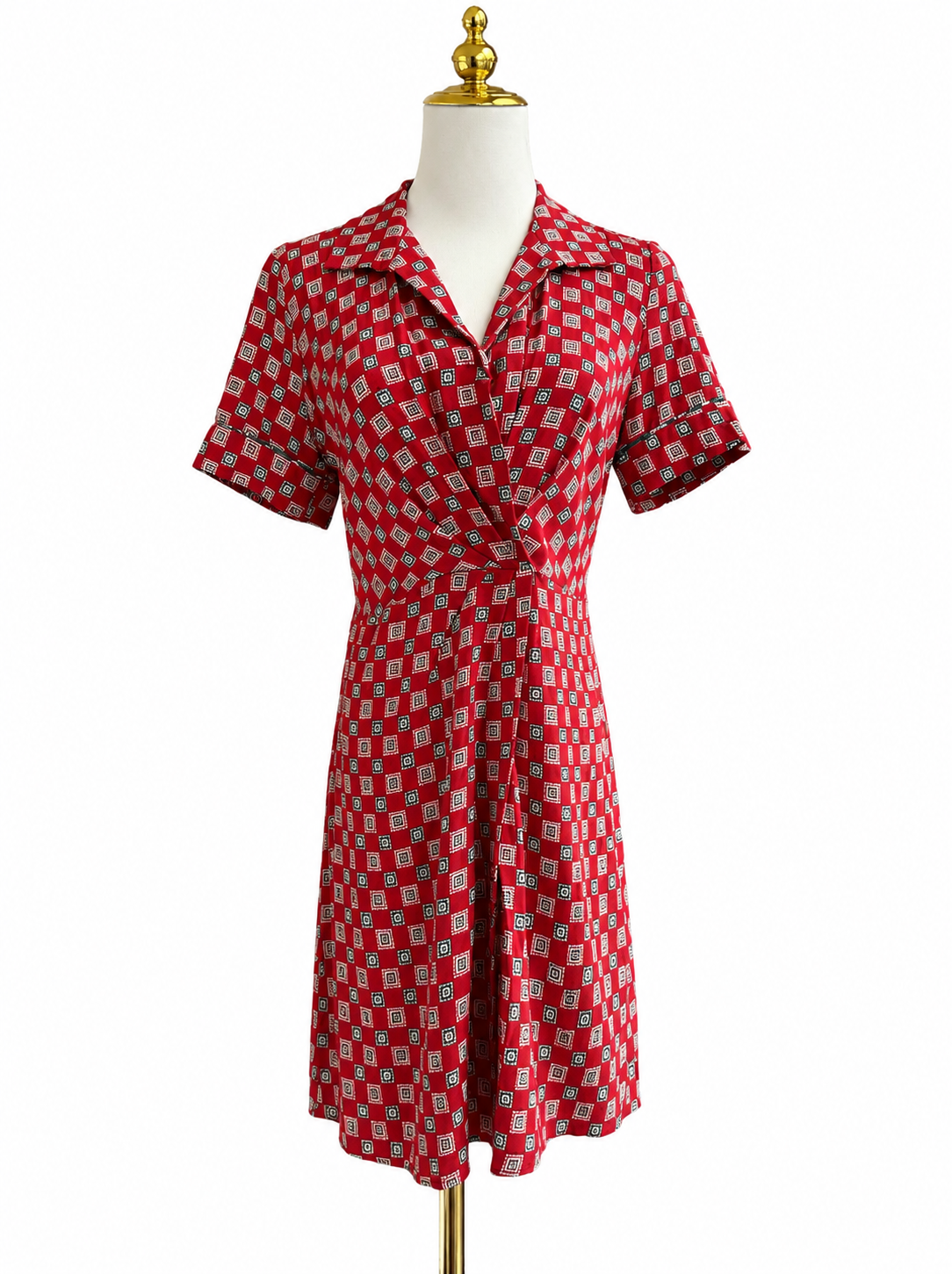 SANDRO
square-print front-knot mini dress