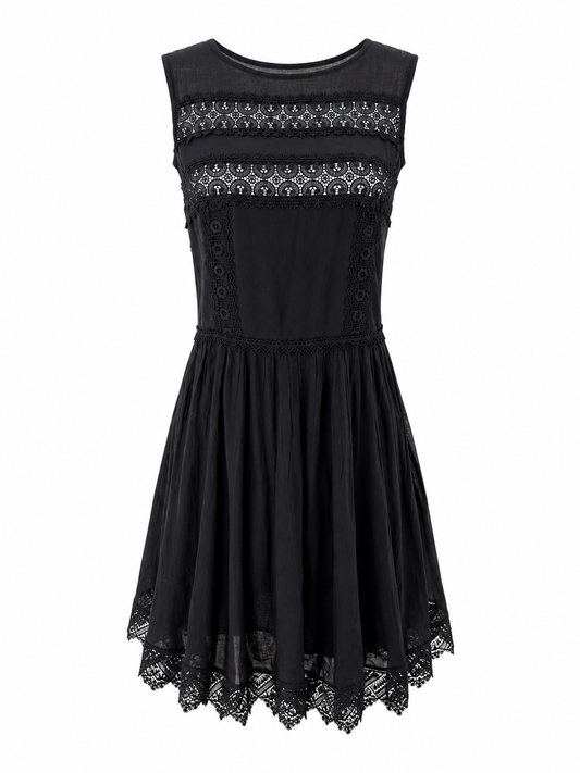 CHARO RUIZ IBIZA BLACK CROCHETED LACE Dress