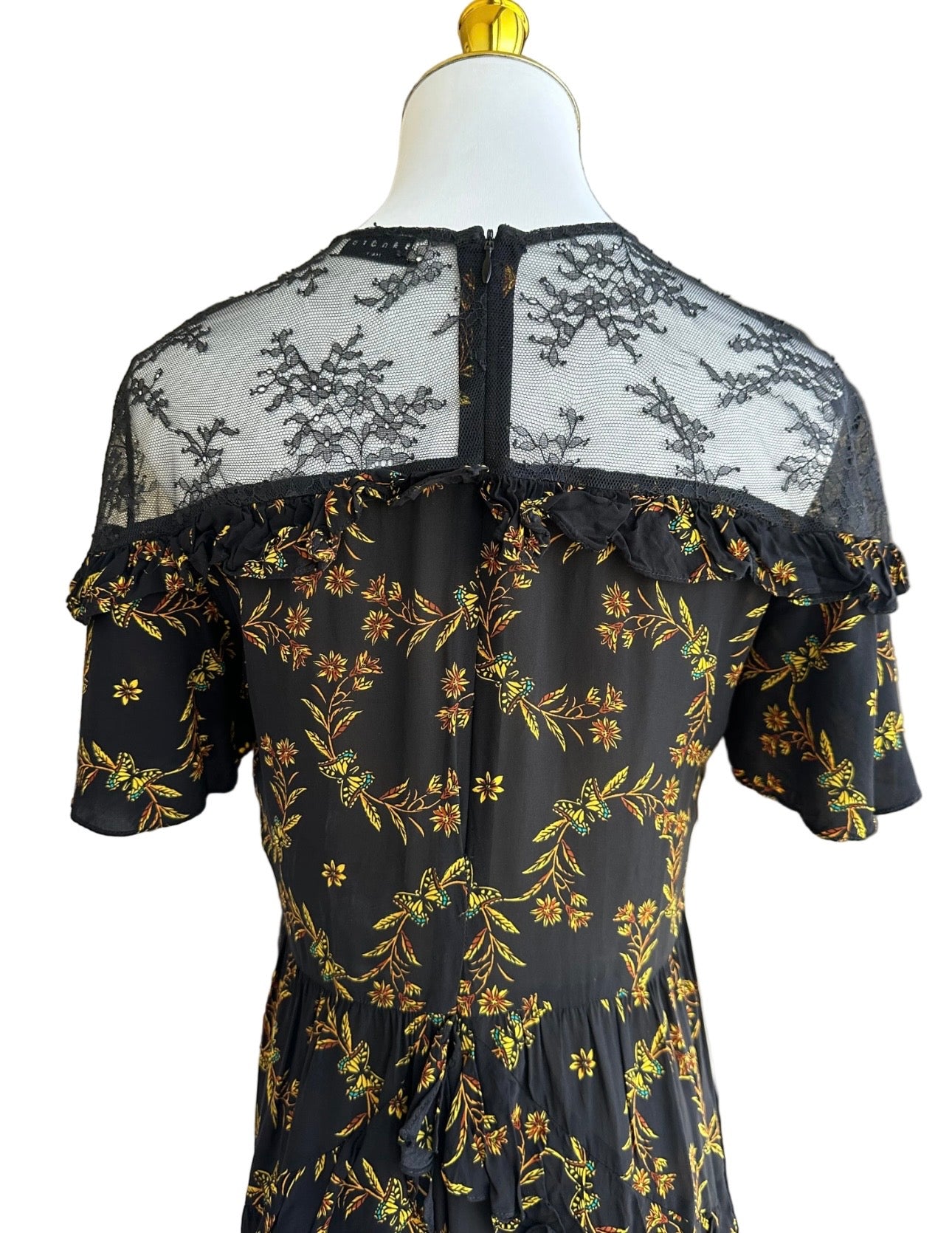 SANDRO
floral-print ruffled mini dress