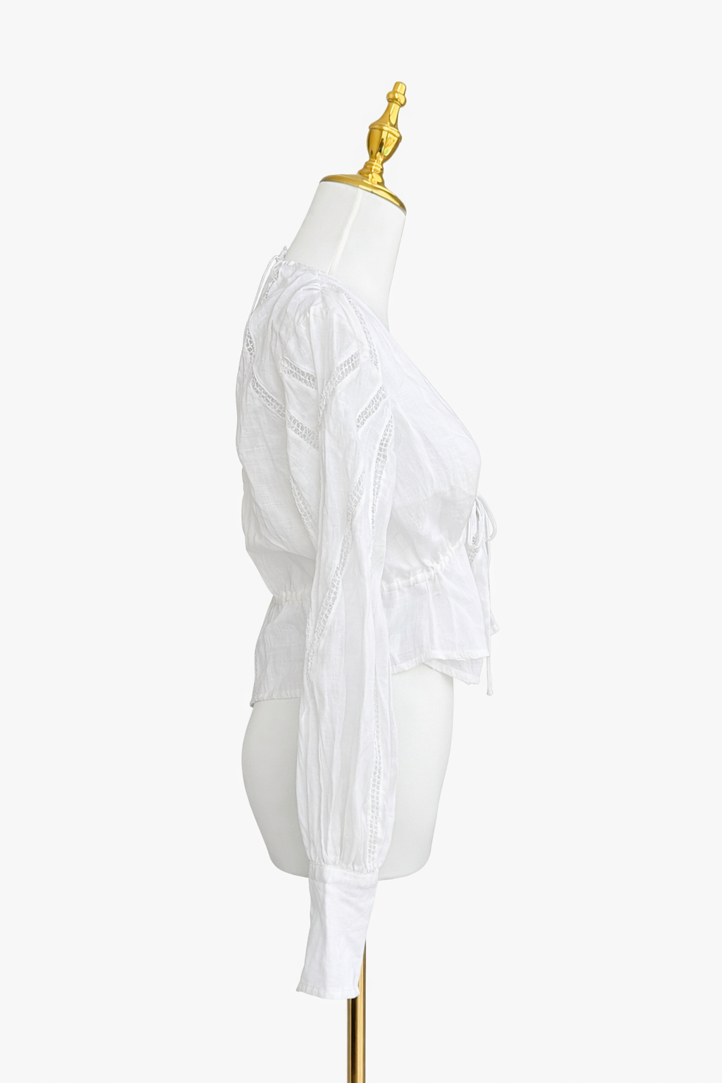 FRAME 
INSET LACE EMPIRE BLOUSE - BLANC