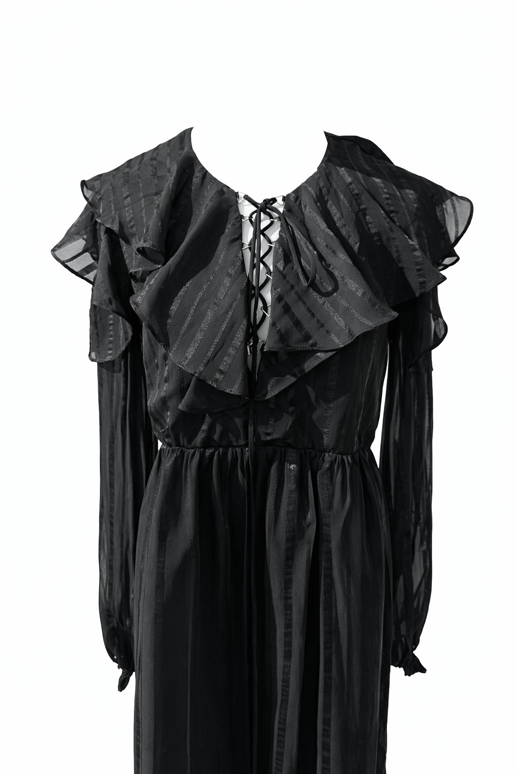 ELLIATT Black Sheer Ruffle Mini Dress