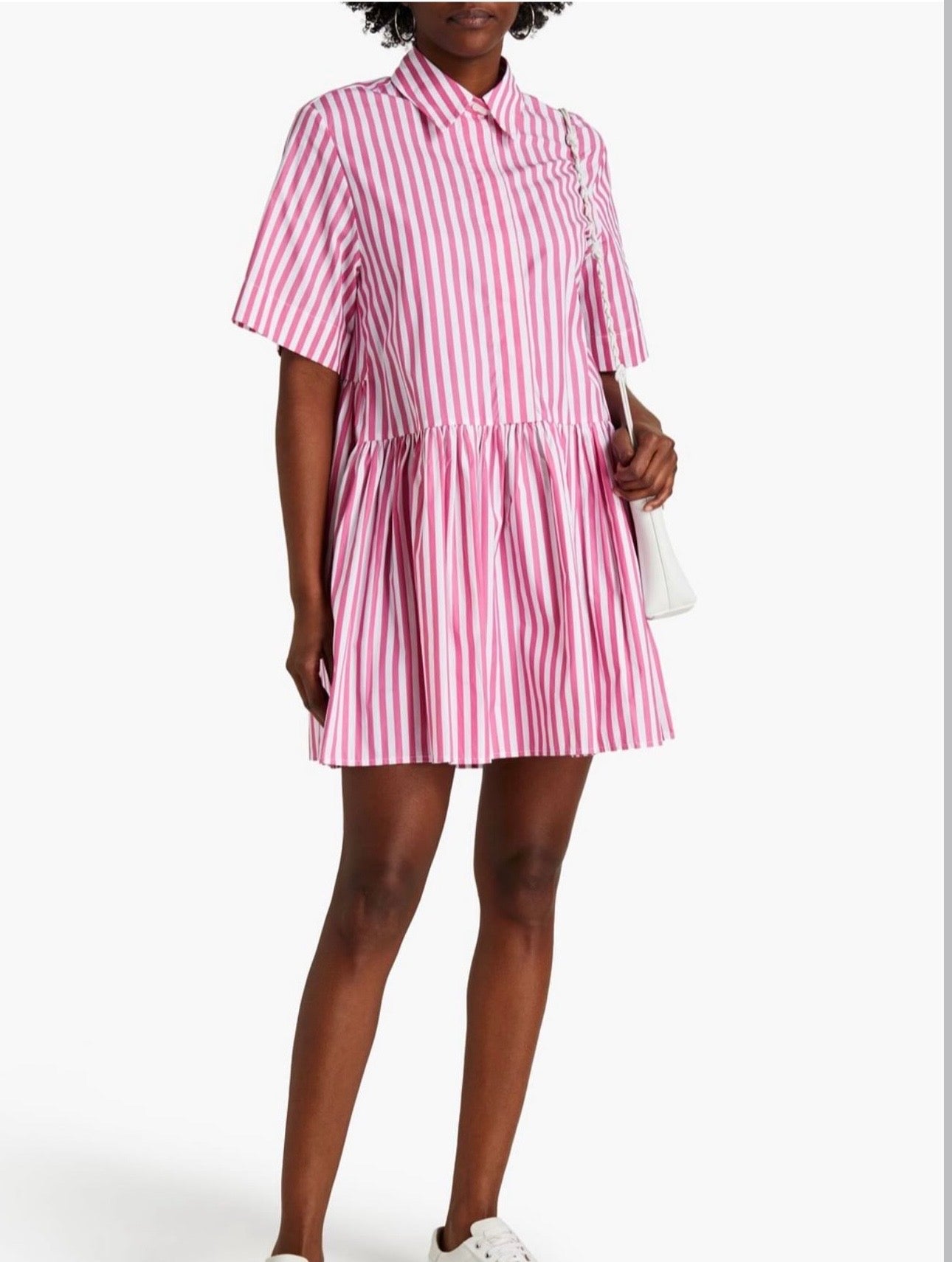 VICTORIA, VICTORIA BECKHAM
Gathered striped cotton-poplin mini shirt dress
