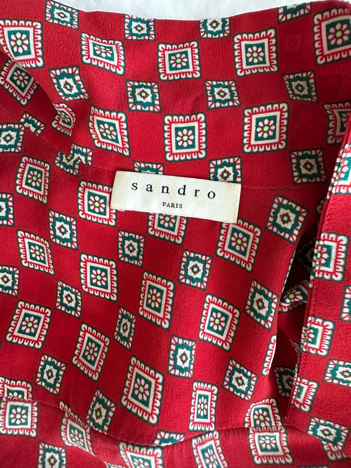 SANDRO
square-print front-knot mini dress