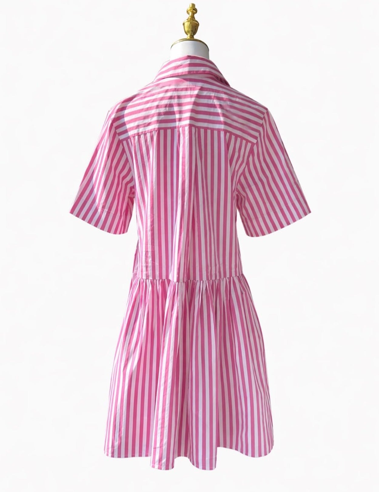 VICTORIA, VICTORIA BECKHAM
Gathered striped cotton-poplin mini shirt dress