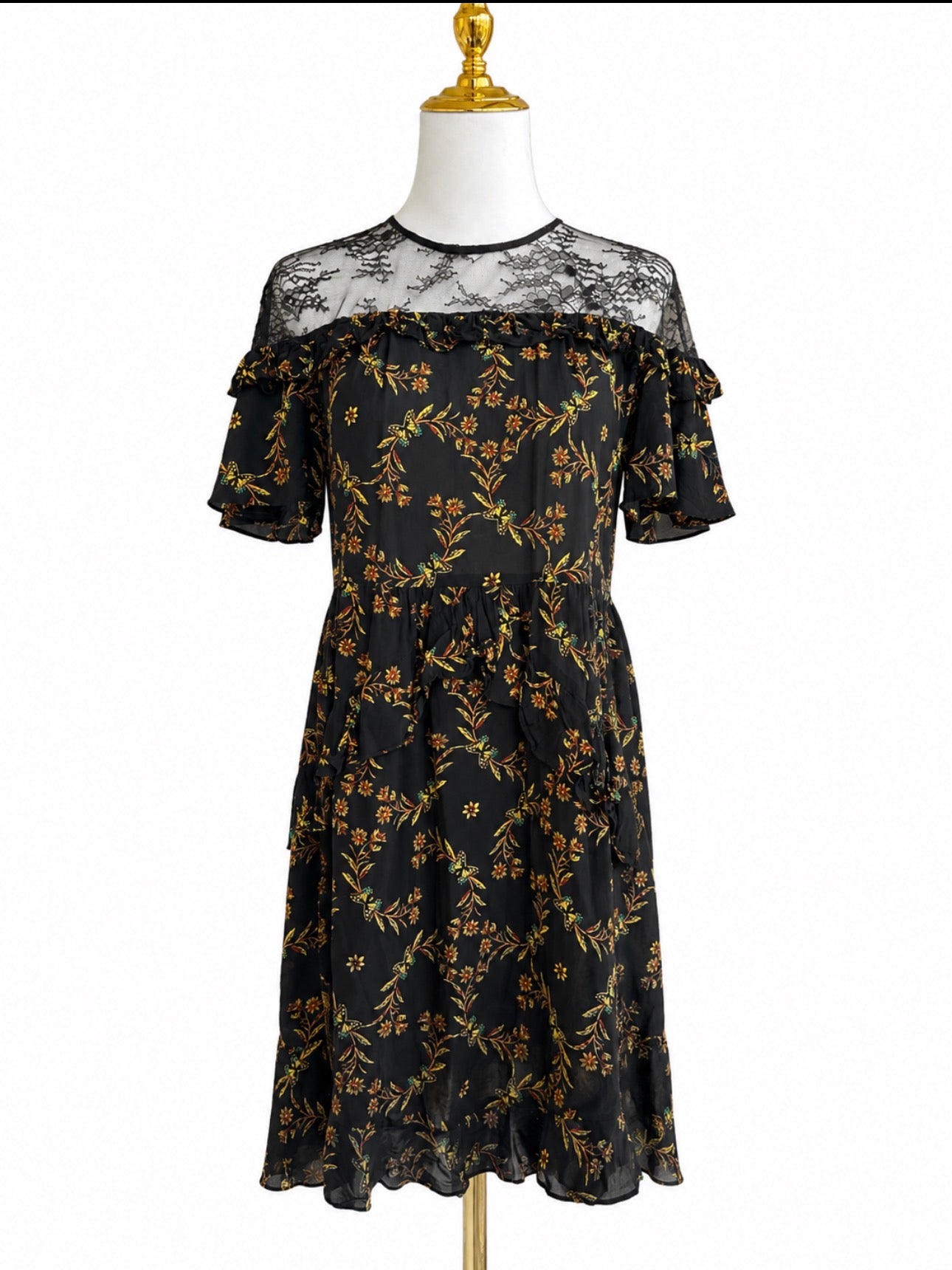 SANDRO
floral-print ruffled mini dress