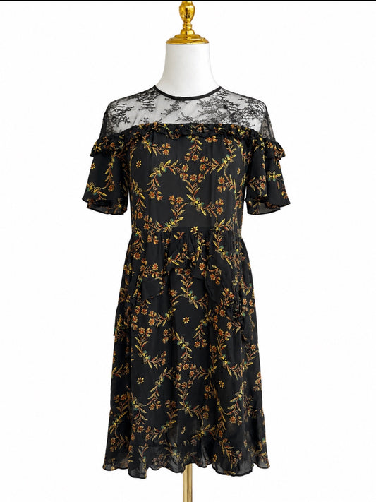SANDRO
floral-print ruffled mini dress