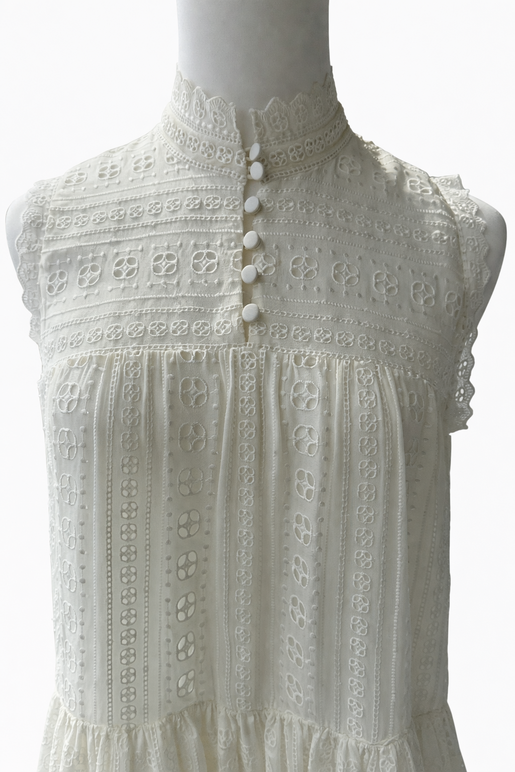 Rebecca Taylor Sleeveless Geo Embroidered Dress