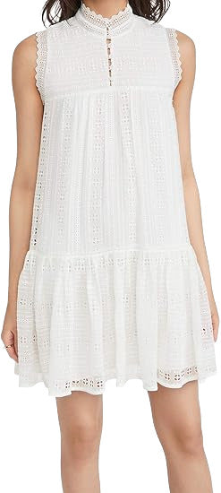 Rebecca Taylor Sleeveless Geo Embroidered Dress
