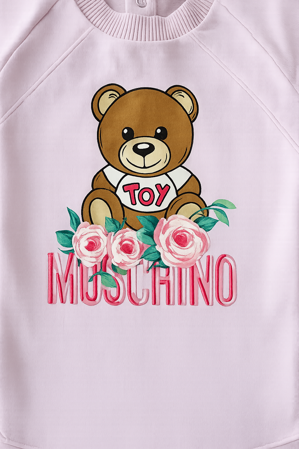 MOSCHINO Toy Bear Cotton Dress – Blush Pink