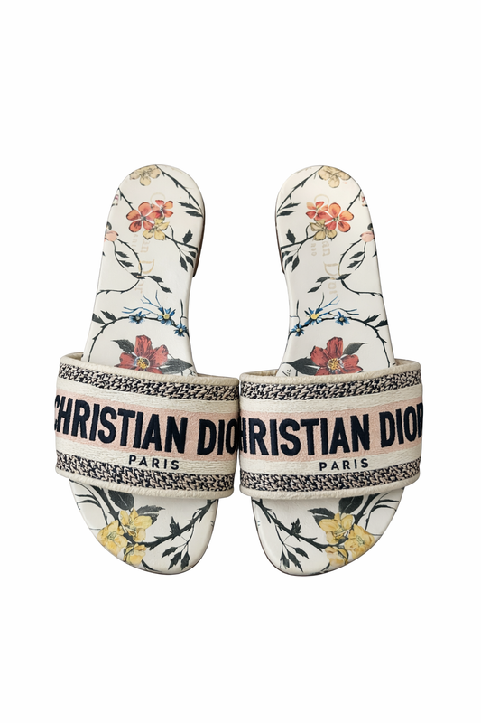 Christian Dior Dway Floral Embroidered Slides