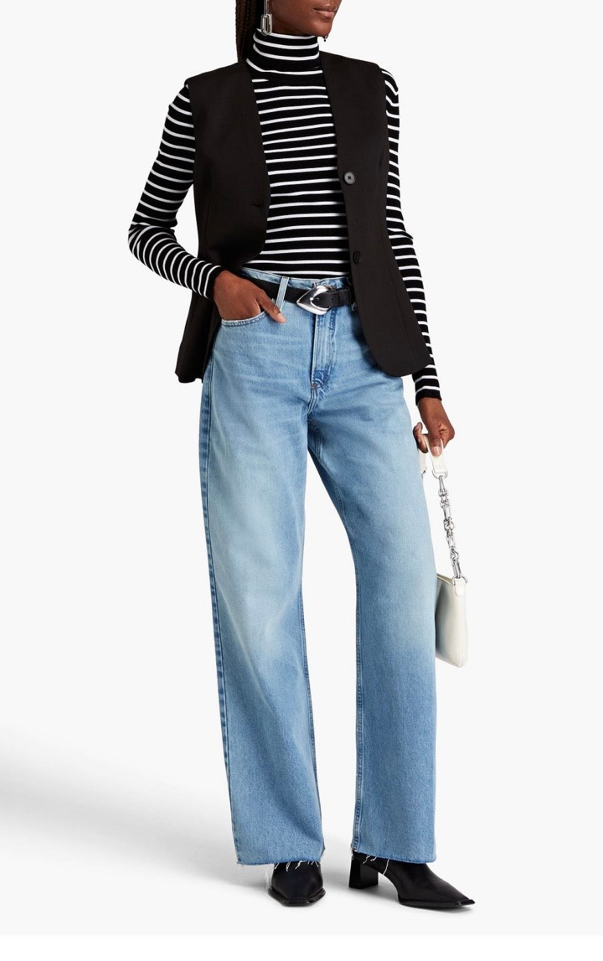 FRAME
Le High N Tight faded high-rise wide-leg jeans
