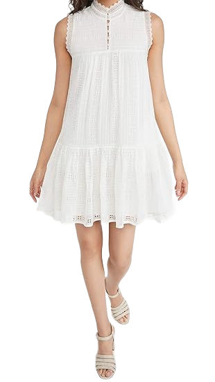 Rebecca Taylor Sleeveless Geo Embroidered Dress