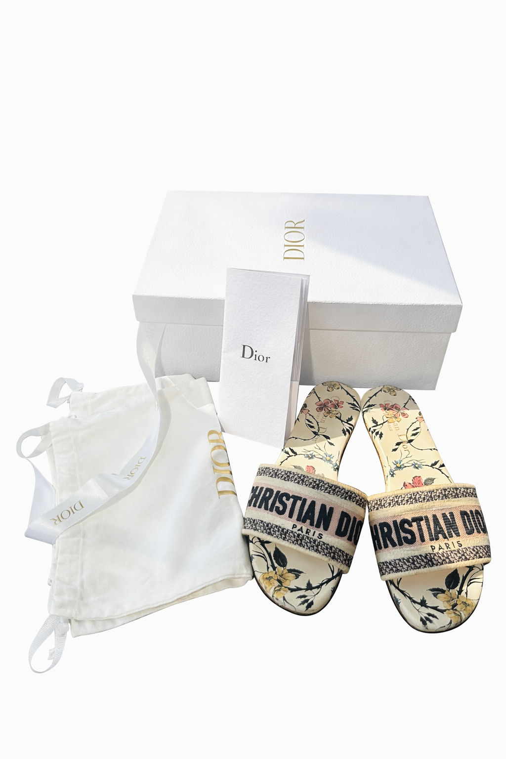 Christian Dior Dway Floral Embroidered Slides
