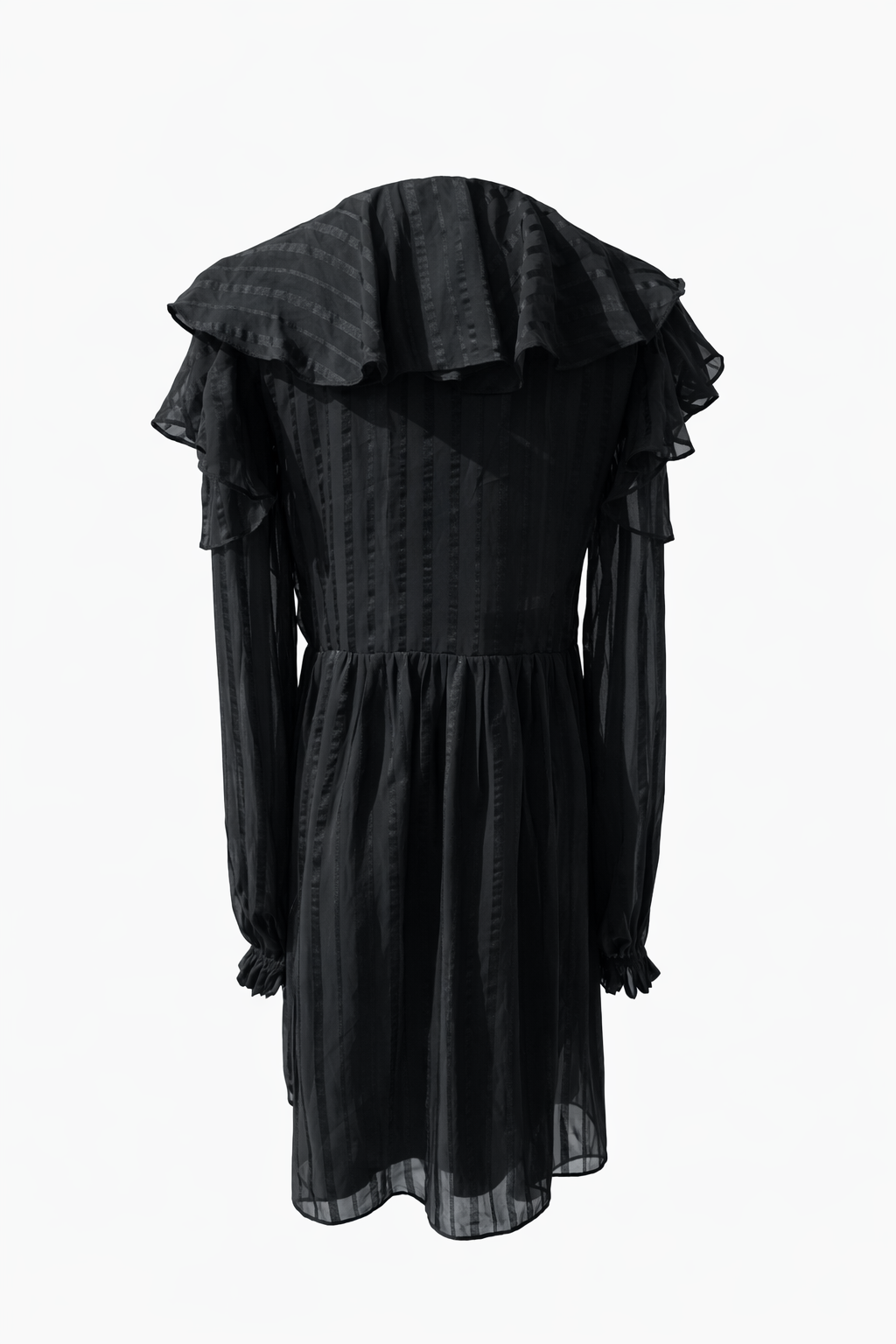 ELLIATT Black Sheer Ruffle Mini Dress