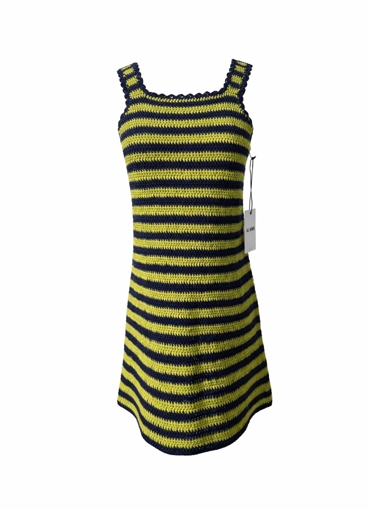 RE/DONE
70s striped crocheted cotton mini dress