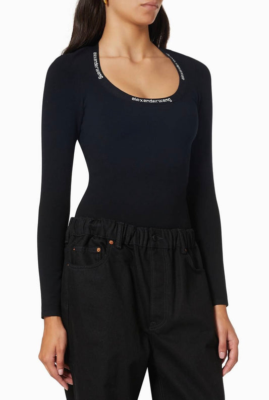 Alexander Wang.t
Logo Jacquard Top in Bodycon Knit