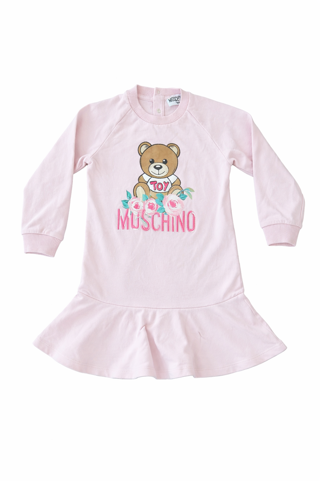MOSCHINO Toy Bear Cotton Dress – Blush Pink