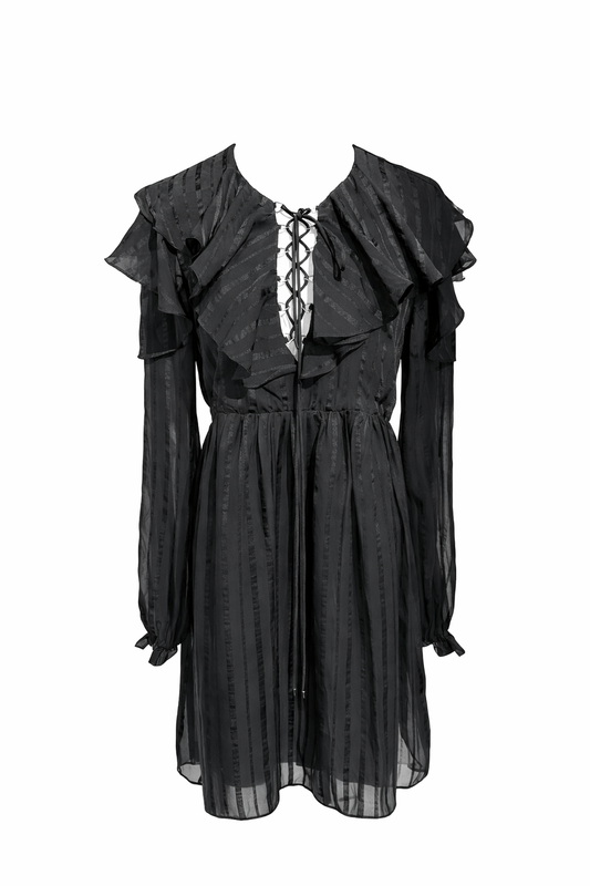 ELLIATT Black Sheer Ruffle Mini Dress