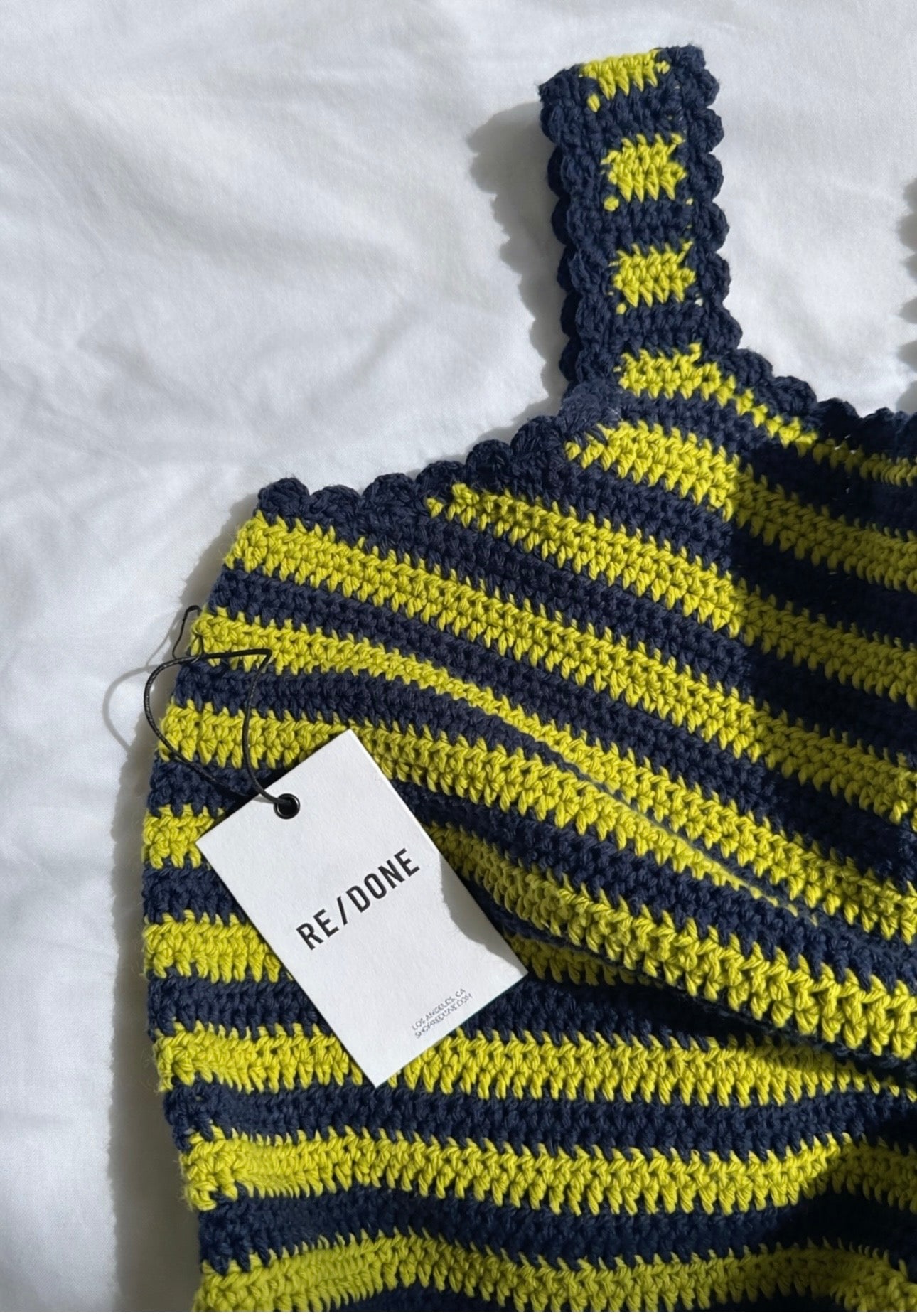 RE/DONE
70s striped crocheted cotton mini dress