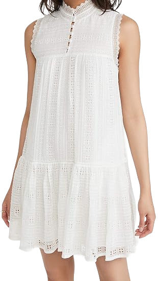 Rebecca Taylor Sleeveless Geo Embroidered Dress