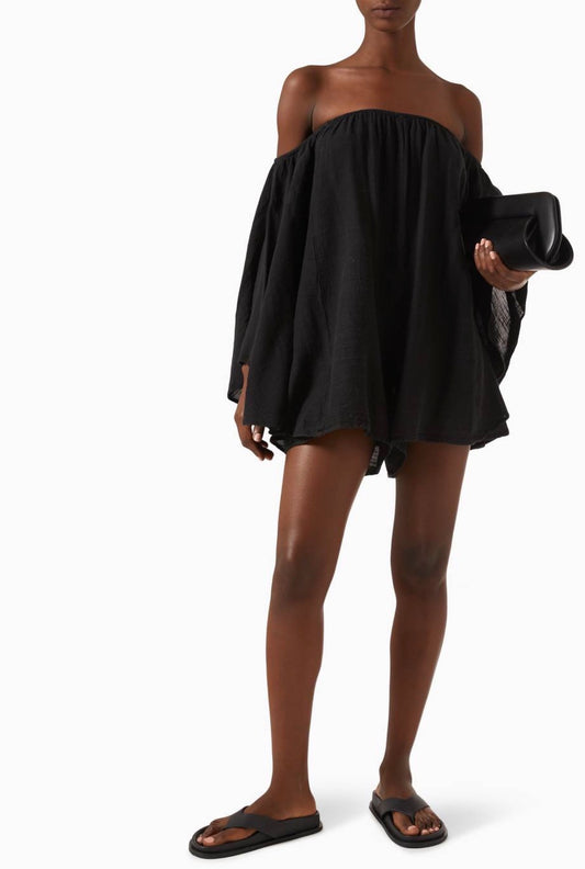 Pearl & Caviar
Off-shoulder Playsuit in Cotton Linen-blend