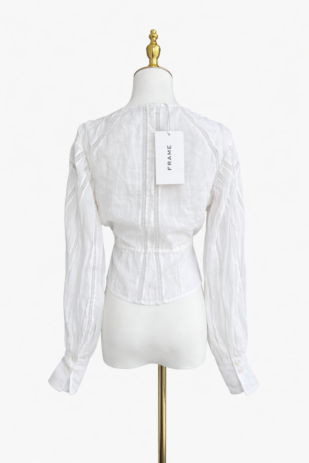 FRAME 
INSET LACE EMPIRE BLOUSE - BLANC