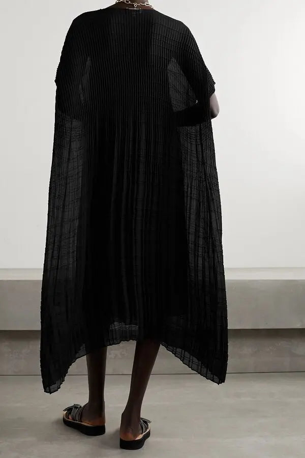 LAFAYETTE 148 NEW YORK
Giulia Oversized Asymmetrical Plissé-Chiffon
Midi Dress