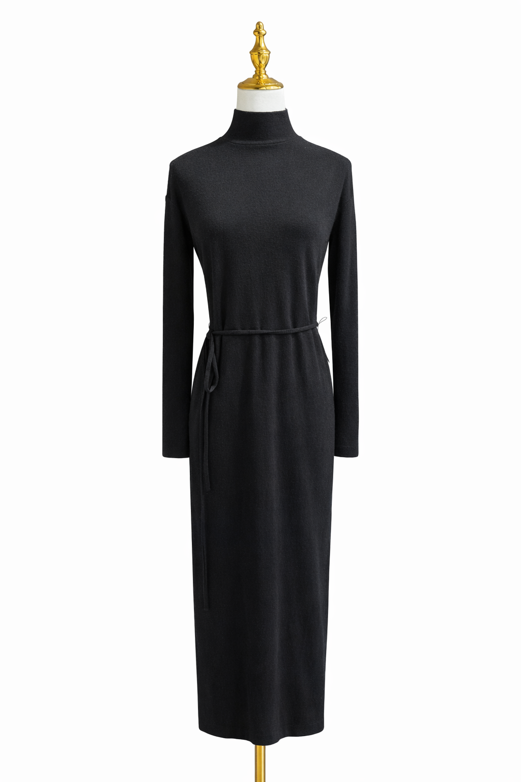 Vince Funnel Neck Wool-Cashmere Belted Dress