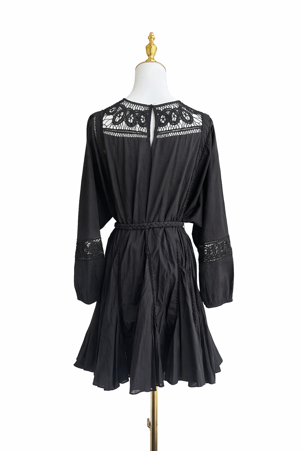 RHODE
Ella Belted Crochet-Paneled Cotton Mini Dress